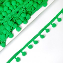 Тесьма с помпонами "Ярко-зеленая", ширина 2 см, длина 1 м