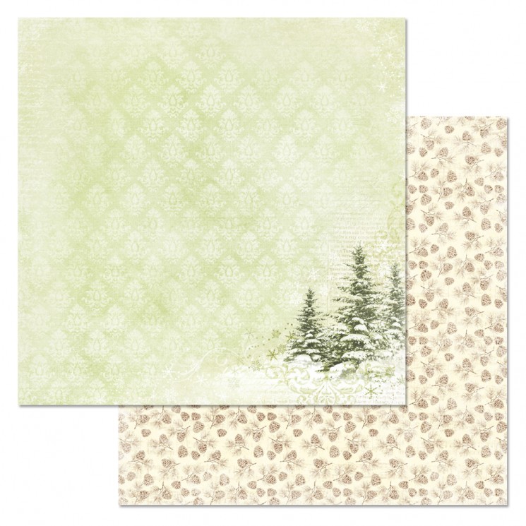 Double-sided sheet of ScrapMania paper "Ginger Christmas. Forest", size 30x30 cm, 180 gr/m2