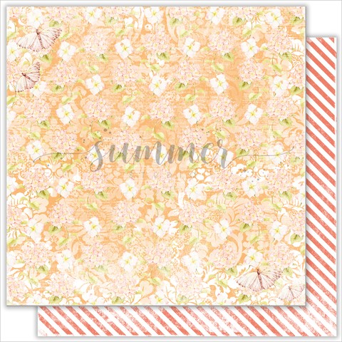 Double-sided sheet of paper Summer Studio My autumn "Peach flowers" size 30.5*30.5 cm, 190gr