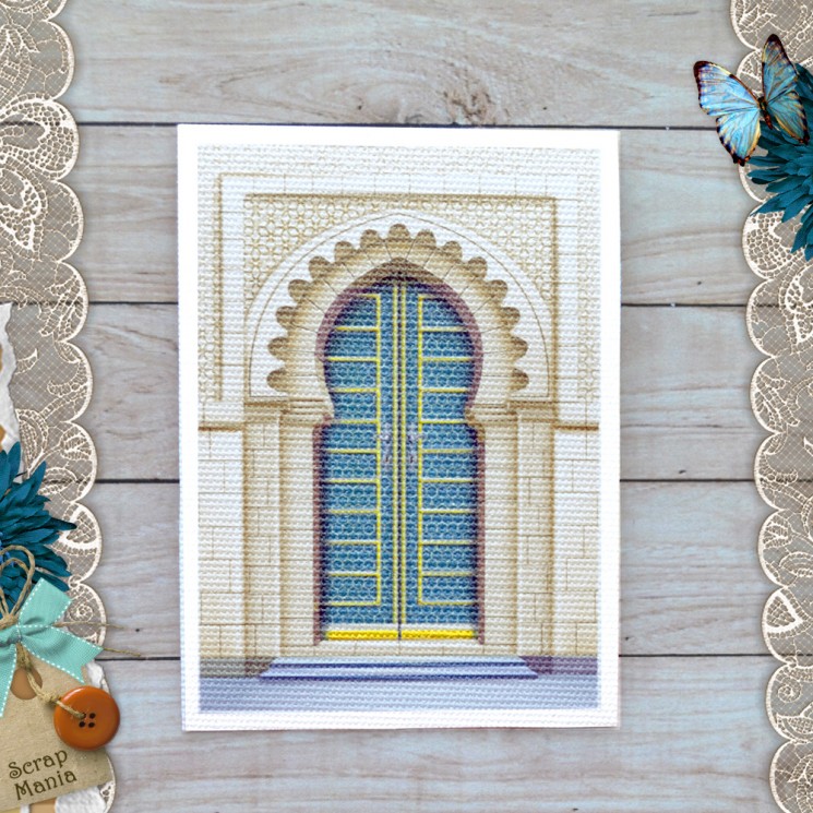 Fabric card "Heart of the East. Turquoise door " size 6.5*9 cm (ScrapMania)
