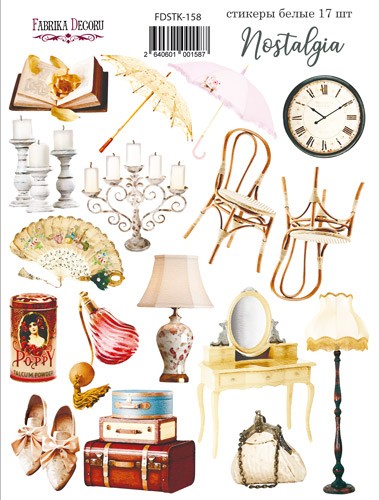 Fabrika Decoru "Nostalgia 158" sticker set, 17 pcs