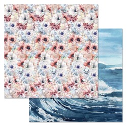Двусторонний лист бумаги ScrapMania "Море я скучала. На волне цветов", размер 30х30 см, 180 гр/м2