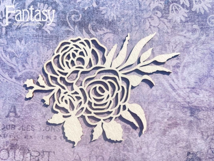 Чипборд Fantasy «На седьмом небе» (Цветочная композиция с листочками 2929), размер 6*8,4 см