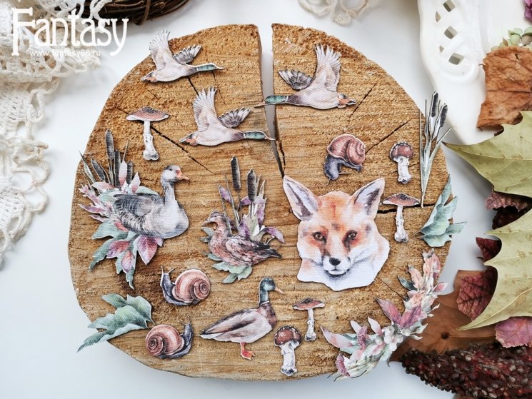 Тканевые высечки на картоне Fantasy "Осень - 56", толщина картона 1 мм, шт в наборе