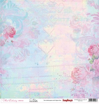 Double-sided sheet of paper Scrapberry's Flower embroidery "Melange", size 30x30 cm, 180 g/m2