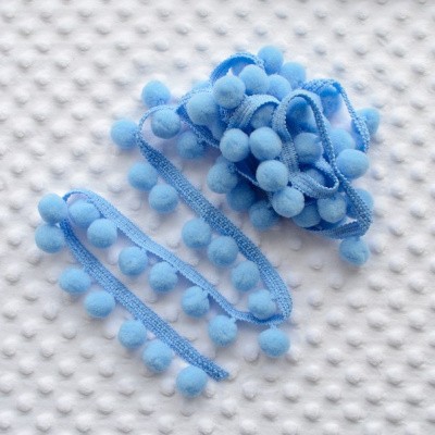 Ribbon with pompoms "Blue", width 2 cm, length 1 m