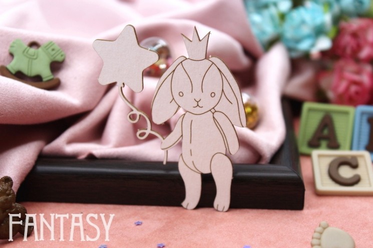 Chipboard Fantasy "Bunny with a ball 2130" size 6.5*4.6 cm