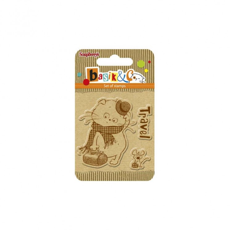 Scrapberry's "Handsome 6" stamp set from the "New Adventures of Basik" collection, size 7 x 7 cm