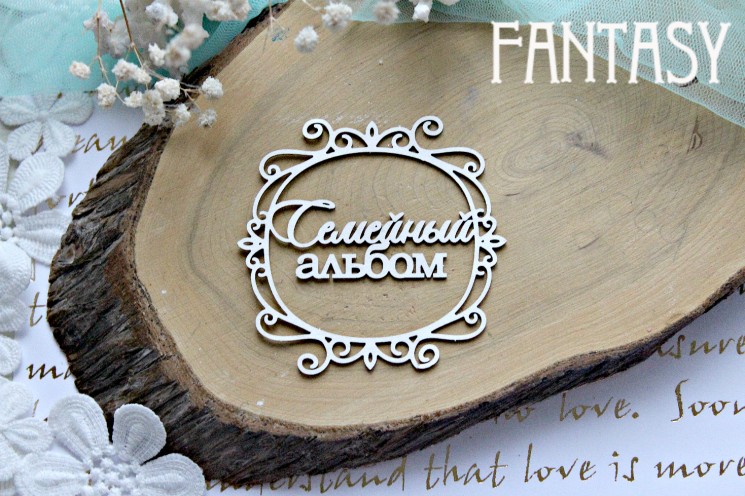 Chipboard Fantasy inscription "Family album in a frame of 580" size 8*7.7 cm