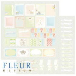 Двусторонний лист бумаги Fleur Design Детская "Билет в детство", размер 30,5х30,5 см, 190 гр/м2