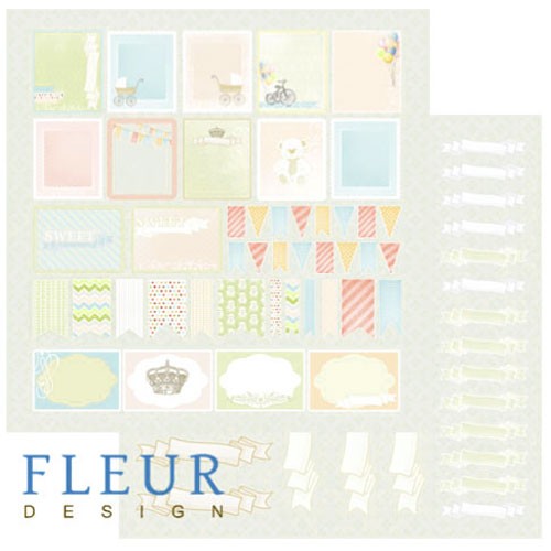 Double-sided sheet of paper Fleur Design Children's "Ticket to childhood", size 30. 5x30. 5 cm, 190 gr/m2