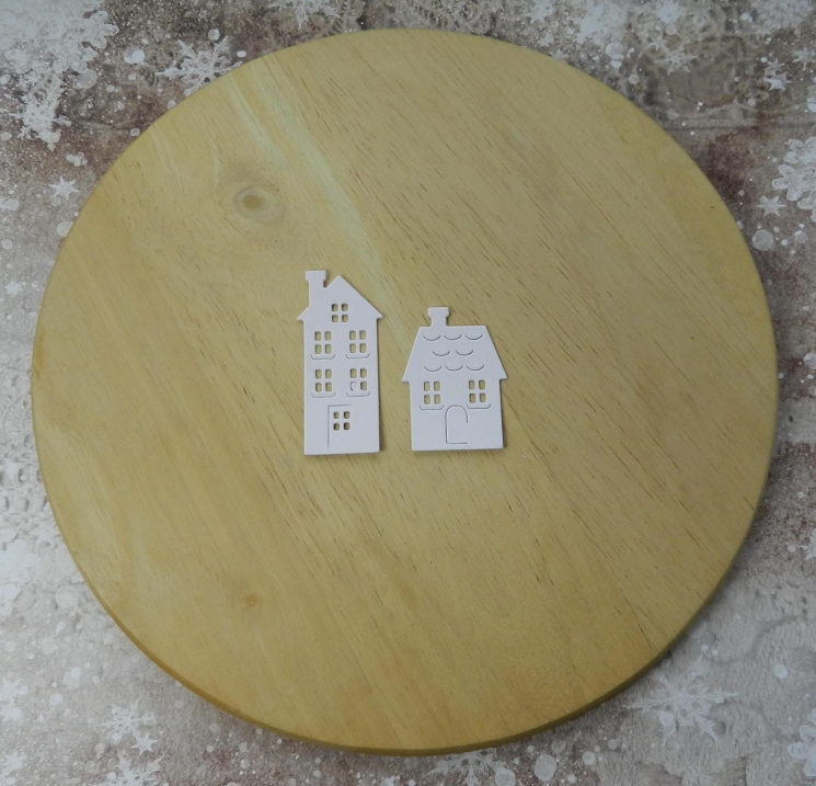 Вырубка домики №2 белая бумага кардсток 290 гр. 2 шт.