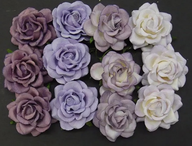 Roses "Lilac mix", size 3.5 cm, 4 pcs