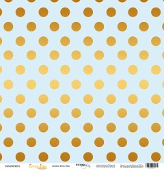 Односторонний лист бумаги с золотым тиснением ScrapМир Every Day Gold "Golden Dots Blue" размер 30*30см, 190гр
