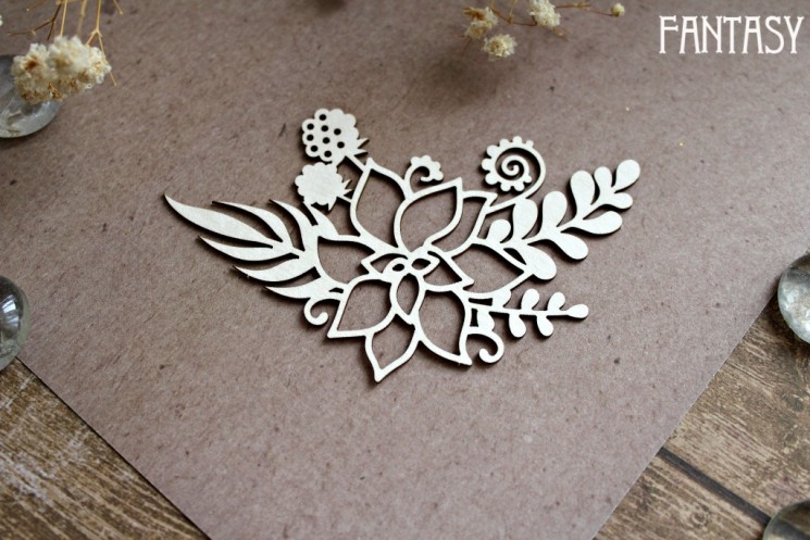 Fantasy chipboard "Boho Flower 1254" size 8.3*5 cm