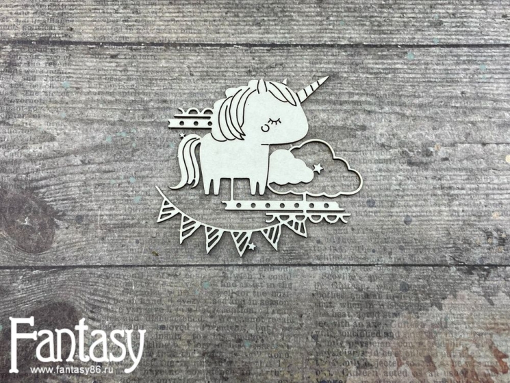 Чипборд Fantasy «Мамино счастье (Единорожка с облачком 3204)» размер 6,6*8,4 см