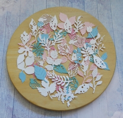 Вырубка набор листочков 55 эл.  бумага кардсток  290 гр. 