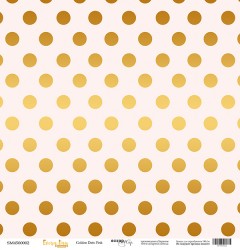 Односторонний лист бумаги с золотым тиснением ScrapМир Every Day Gold "Golden Dots Pink" размер 30*30см, 190гр