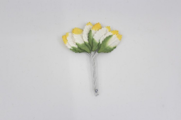 Leaves with a stem "White-yellow-green", size 1. 5x1. 3 cm, 10 pcs