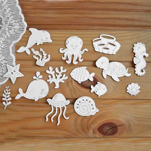 Chipboard Simply Sky "Sea depths", 15 elements