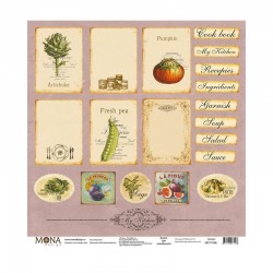 Односторонний лист бумаги MonaDesign Винтажные рецепты "Карточки" размер 30,5х30,5 см, 190 гр/м2