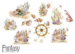Высечки на картоне Fantasy "Теплое море - 55", толщина картона 1 мм , 17 шт в наборе 