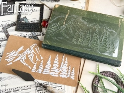 Трафарет Fantasy "Горы, елки ", толщина пластика 0,5 мм, размер 10*21,5 см