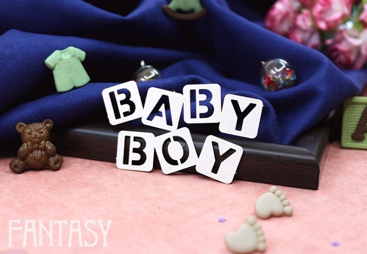 Chipboard Fantasy "Cubes BABY BOY 2135" size 6.5*3.6 cm