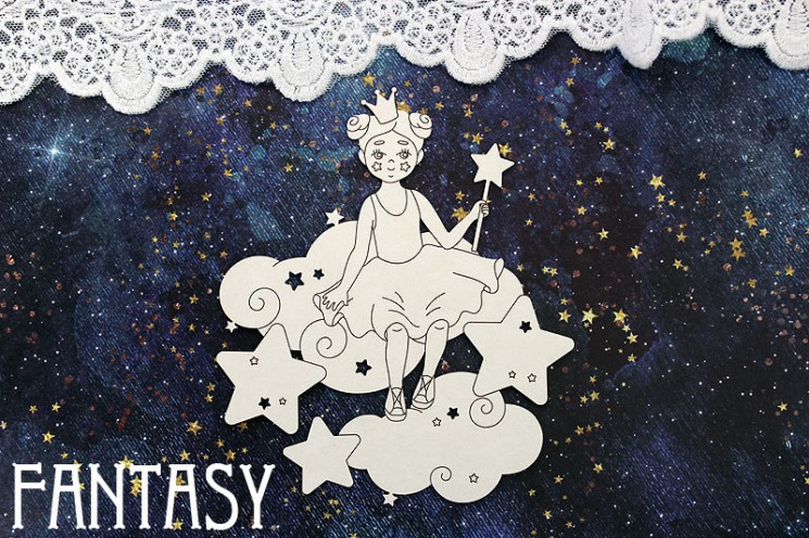Fantasy chipboard "Princess on the Cloud 1415" size 12.5*10.5 cm