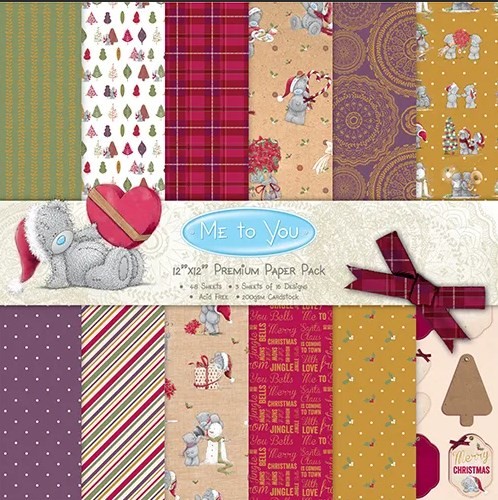 1/4 Set of single-sided Me to you "Merry Christmas" paper, 12 sheets, size 30x30 cm, 150 gr/m2