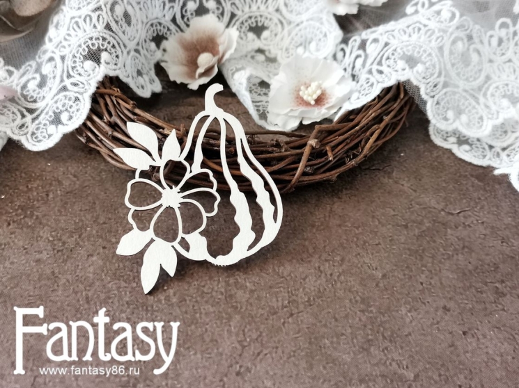Чипборд Fantasy "Тыква с цветком 3505", размер 8*5,6 см 