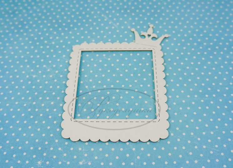 Chipboard Needlework "Polaroid frame with crown 51-1", size 84x108 mm