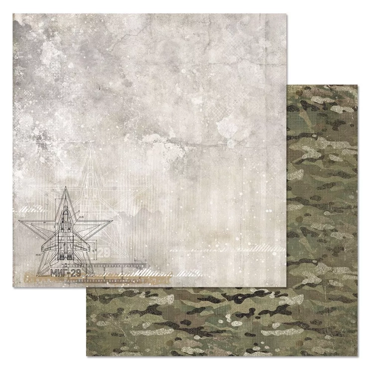 Двусторонний лист "Радость Победы. Миг-29", размер 30*30 см, 180гр (ScrapMania)