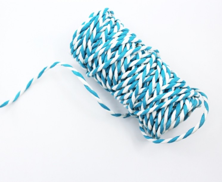 Blue and white paper twine, 11 meters