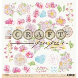 Односторонний лист бумаги CraftPaper Цветочная вышивка "Милый дом" размер 30,5*30,5см, 190гр