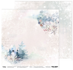 Двусторонний лист бумаги FANTASY коллекция "Снежные объятия-4", размер 30*30см, 190 гр 