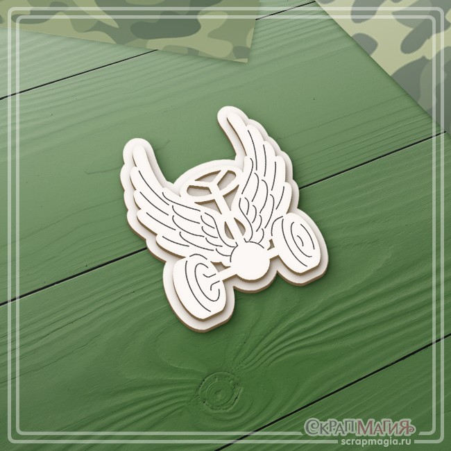 3D chipboard Scrapmagia "Automobile troops emblem", size 42x50 mm