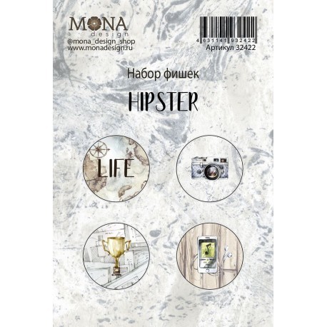 Set of Mona Design "Hipster" chips size 2.5 cm, 4 pcs