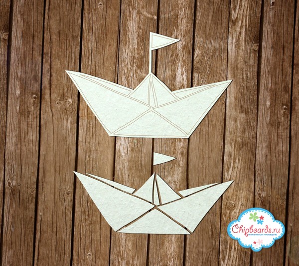 Чипборд "Бумажный кораблик", размер 7х4,5 см