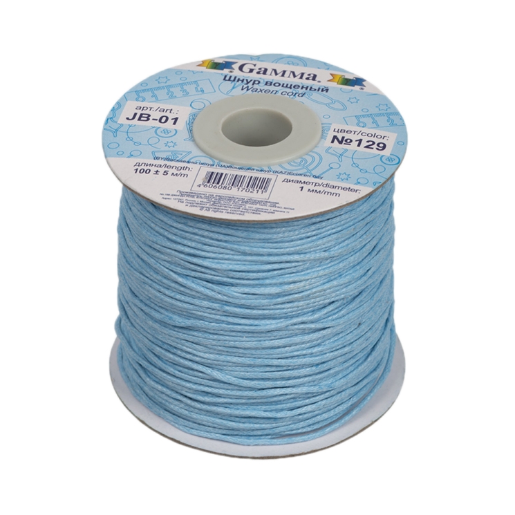 Waxed cord 1 mm, color Blue, cut 1 m