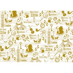 Калька с золотым рисунком для декора Bee Shabby "Sherlock Holmes-detective", размер А4, 1 лист