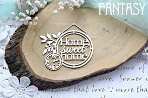 Chipboard Fantasy framed inscription "Home, sweet home with clock 600" size 7.6*8.4 cm