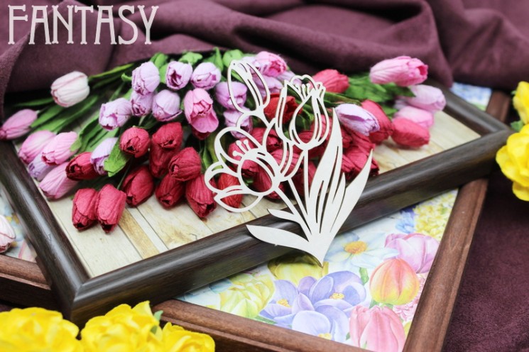 Чипборд Fantasy "Букет тюльпанов 1978" размер 6,8*8,2 см