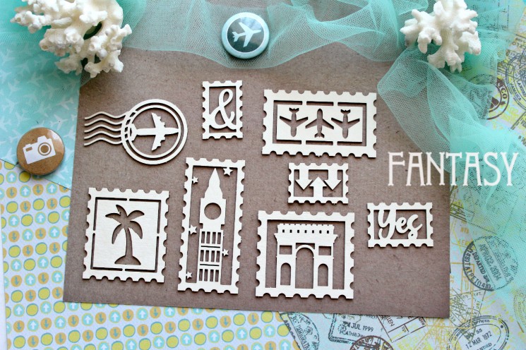 Chipboard Fantasy " Set of stamps Tourism-7 939"