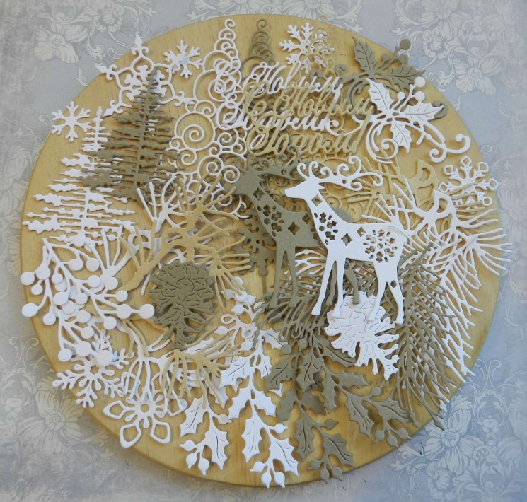 Вырубка набор 33 эл. новый год бумага кардсток 290 гр