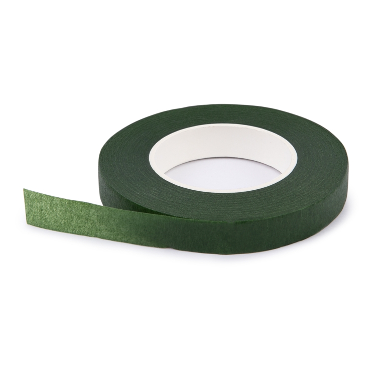 Флористическая лента (Тейп лента) "Зеленая" ширина 10 мм, в рулоне 27 метров