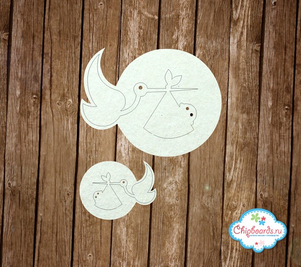 Chipboard "Stork", size 9 cm