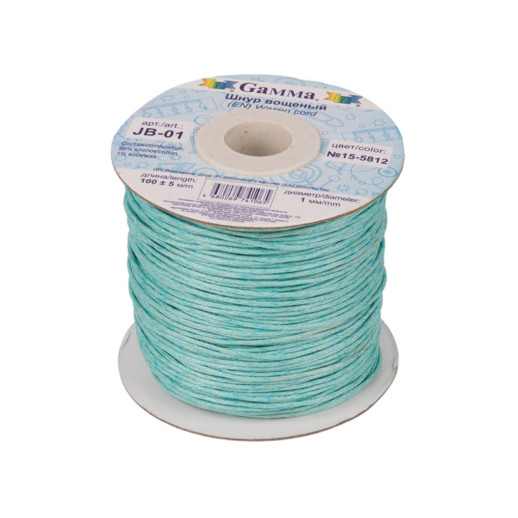 Вощеный шнур 1 мм, цвет Бирюзовый, отрез 1 м