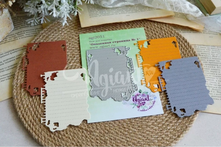Нож для вырубки "Опаленная страница №1" от AgiArt, размер вырубки: 90*60 mm