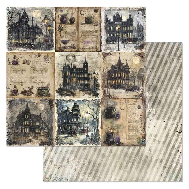 Двусторонний лист "Заколдованные страницы. Фрагменты", размер 30*30 см, 180гр (ScrapMania)